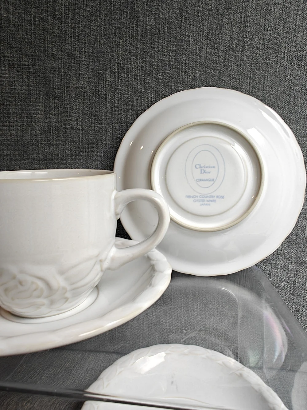 Vintage Christian Dior French Country Rose Teacup & Saucer Set + 2 Extra Saucers
